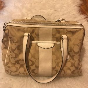 Authentic white and tan coach bag